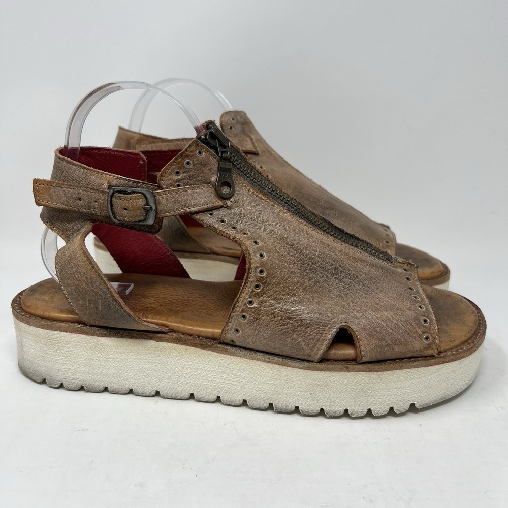Bed Stu Clancy Buckle Platform Sandals Women's Size 10 Brown Leather Boho Rustic - Picture 3 of 11
